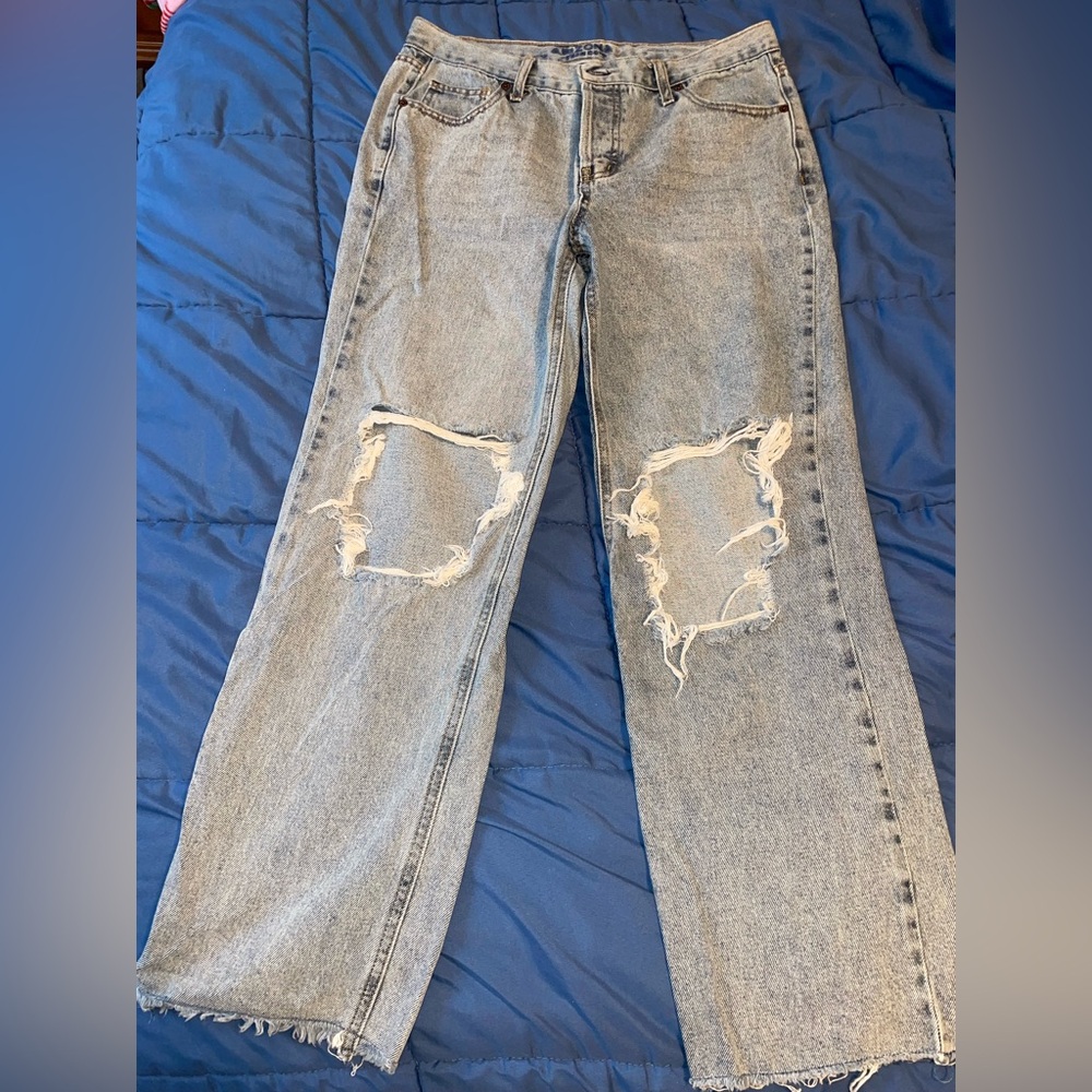 Stylish Distressed Light Blue Jeans
